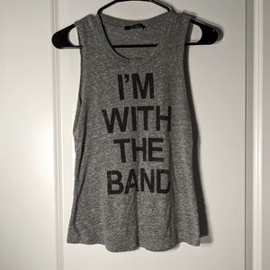 Cut out Graphic Tank Top- "I'm With The Band"